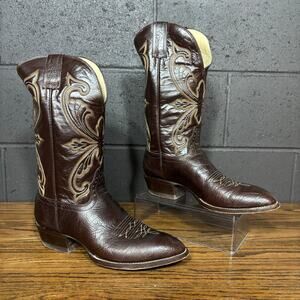 Vintage Hondo Men’s Western Boots 11.5 D Brown Leather Made in Mexico Cowboy